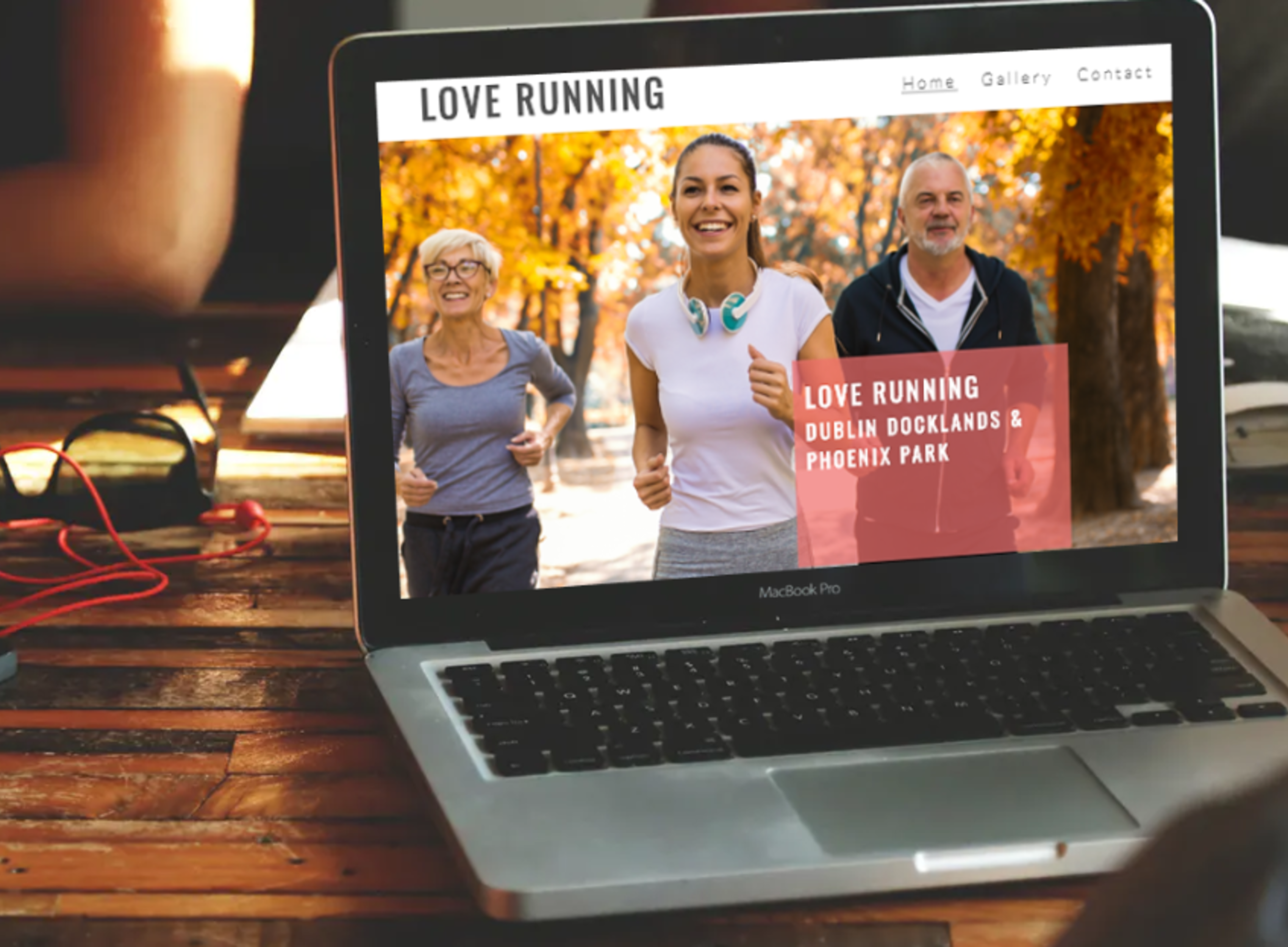 mockup of love running website